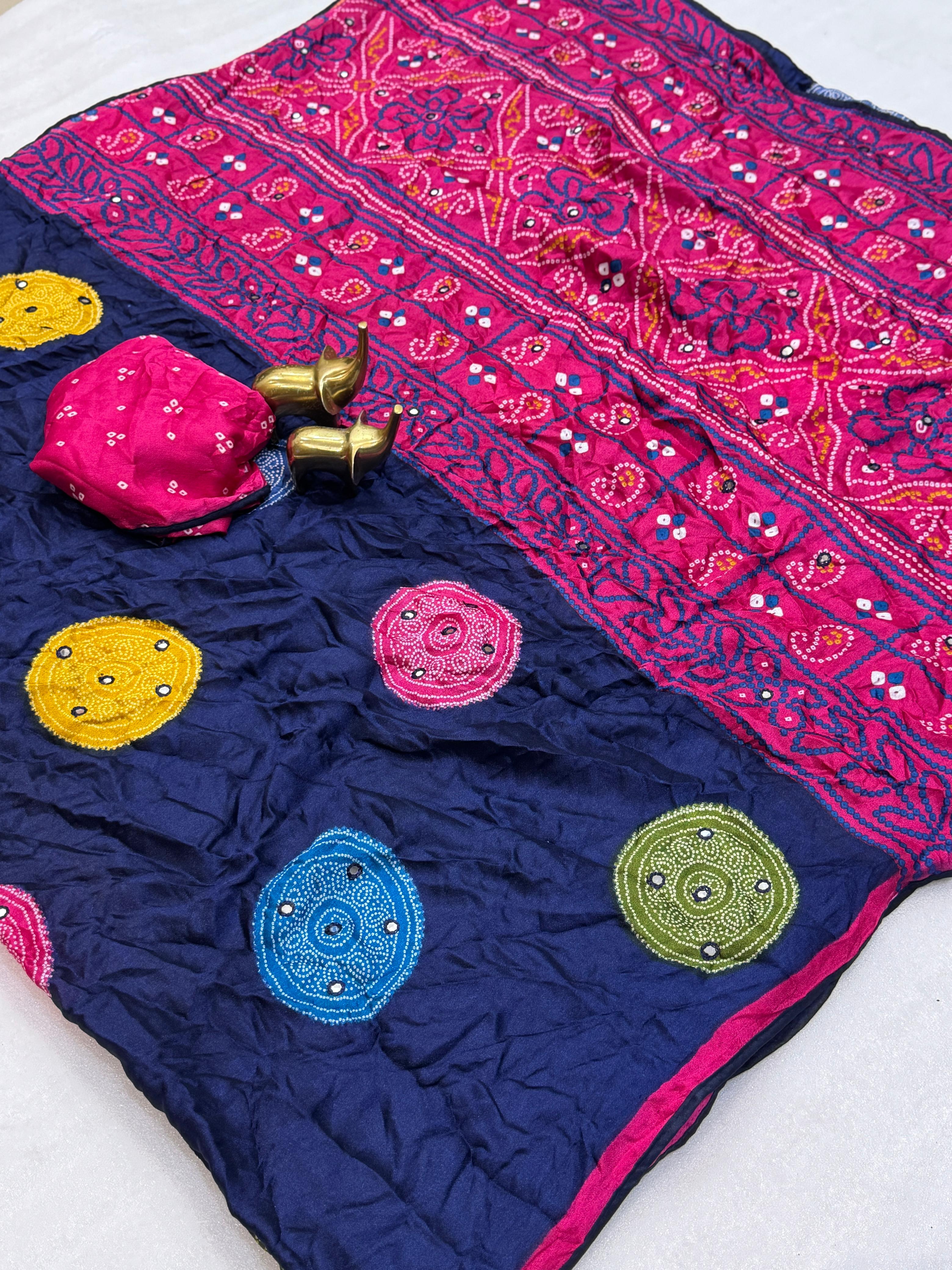 Pure Moss Bandhni Saree