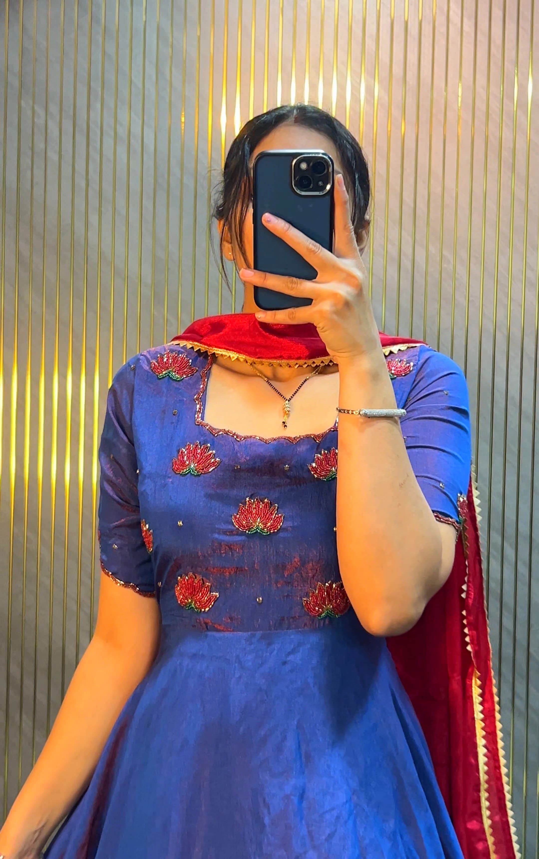 Maggam Hand Work Gown With Duppata