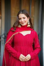 Anarkali Red Suit Plazzo Dupatta