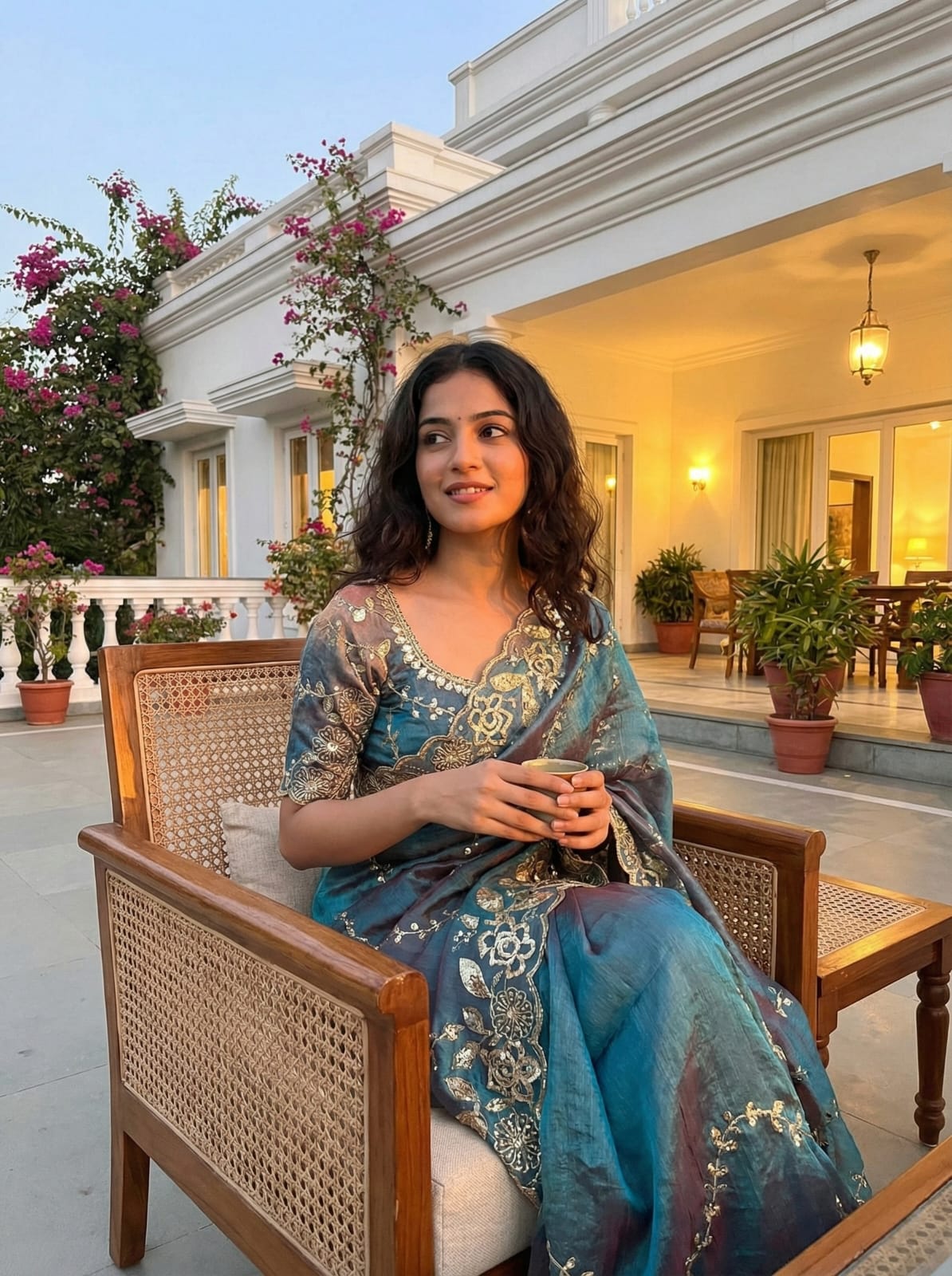 Fendy Chiffon Fabric  Beautiful Embroidery Wedding Saree