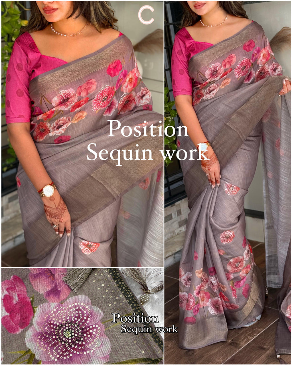 POSITION SEQUIN WORK SAREE