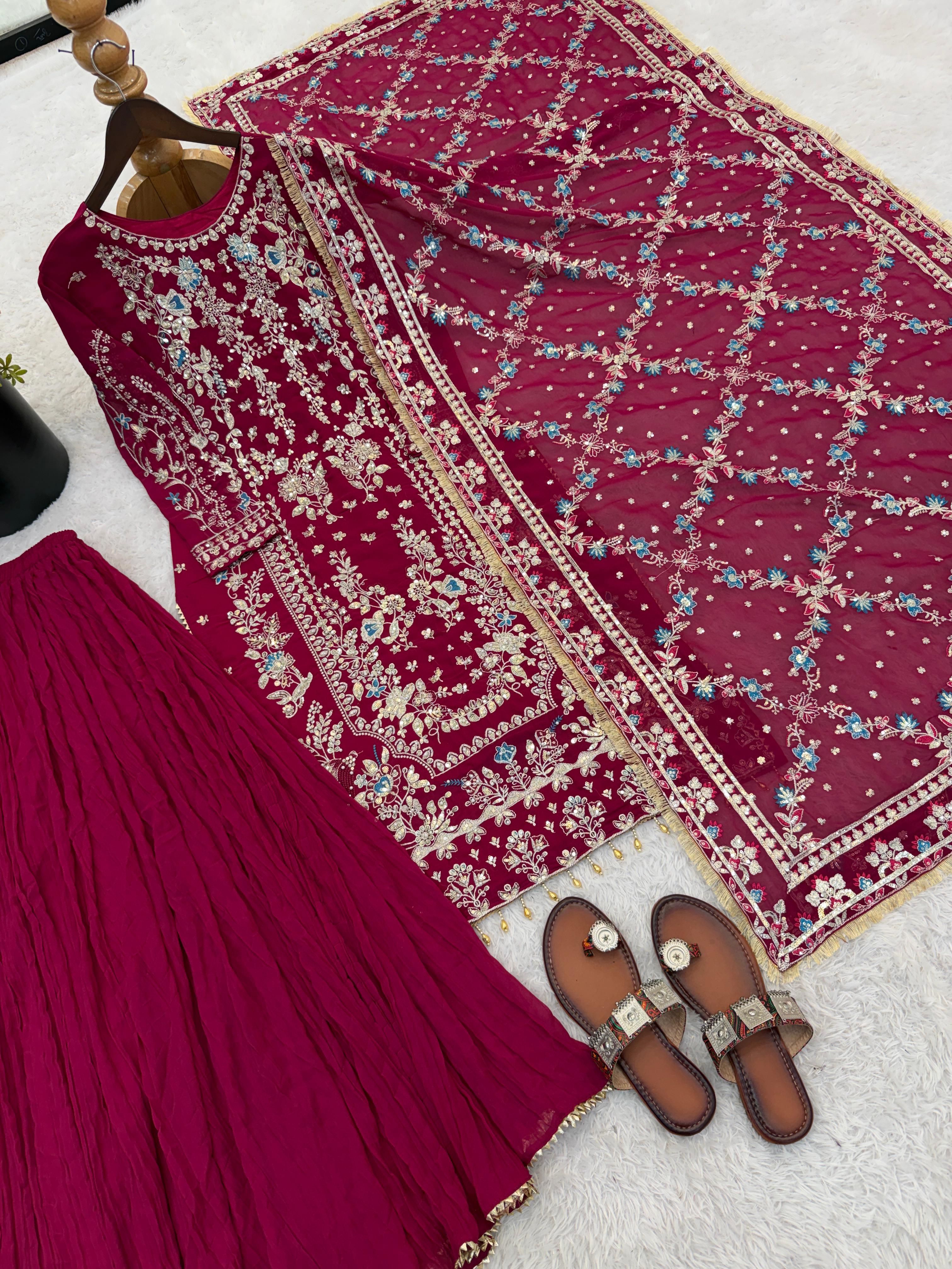 Heavy Faux Georgette Top Plazzo