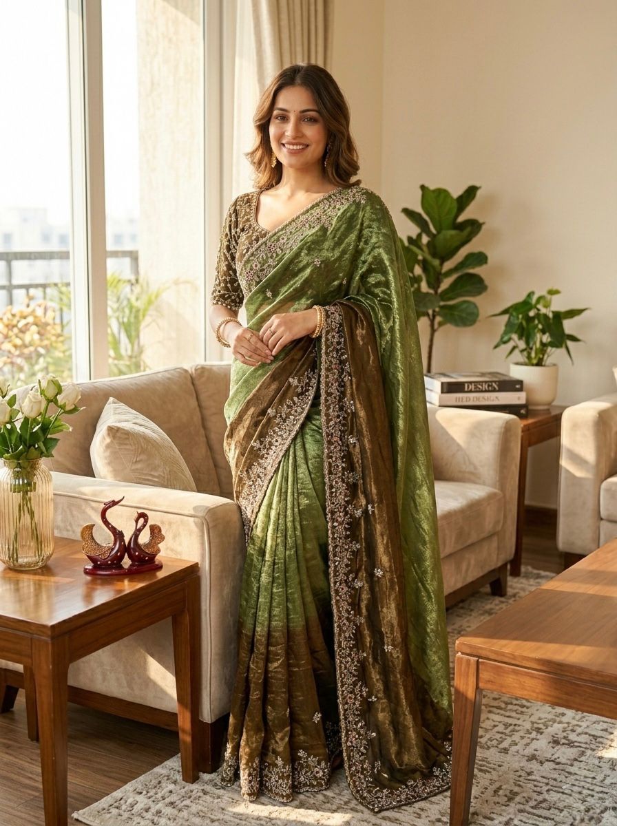 Shaded Color  Soft Frendy Chiffon Saree