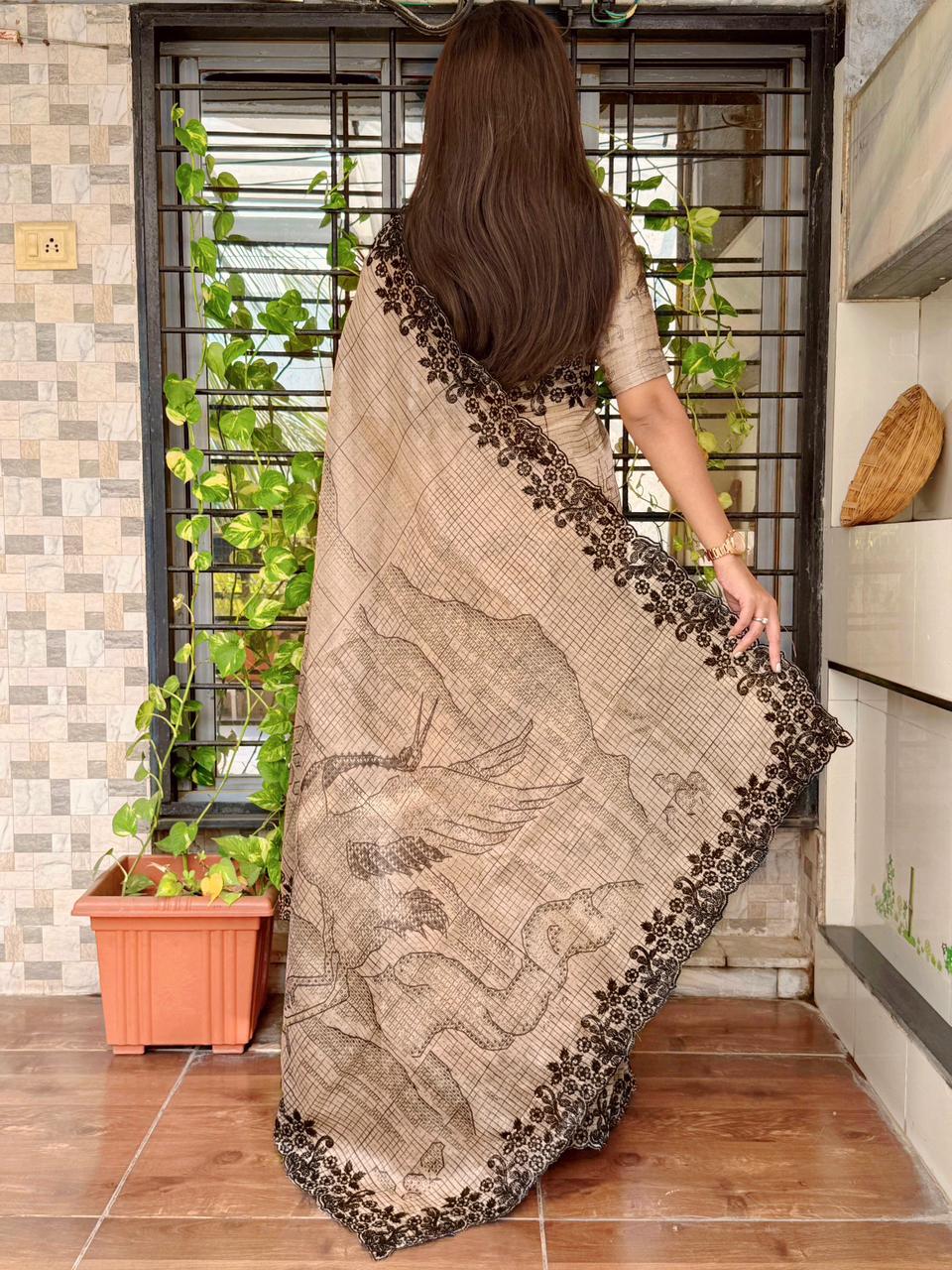 Digital Print Glass Organza Saree