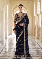 HEAVY GEORGETTE FABRIC ON BEAUTIFUL EMBROIDERY BUTTI WORK SAREE