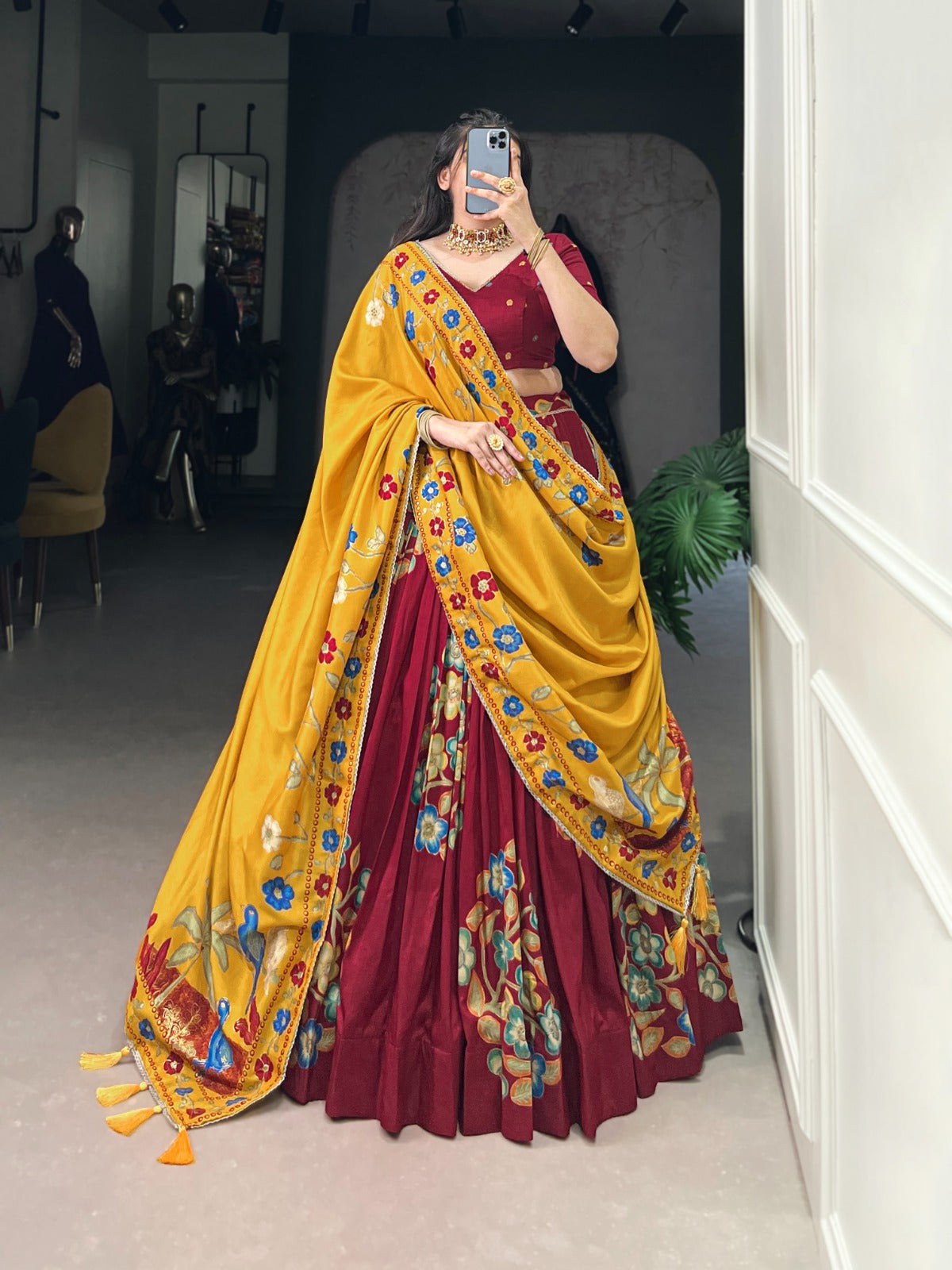 Festive Tusser Lehenga