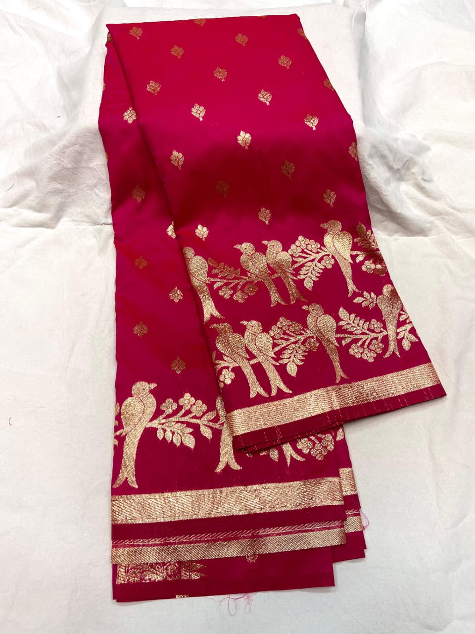 Soft Banarasi Silk Saree Couple Parrot Desgin