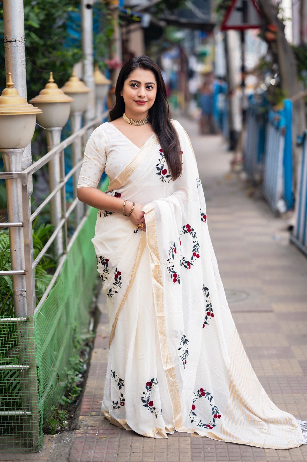 Pure Georgette Embroidery Saree