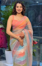 PURE SOFT ORGANZA TABBY SILK SAREE