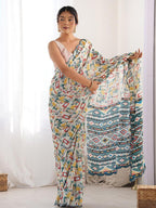 FLORA GORGETTE DIGITAL PRINT SAREE