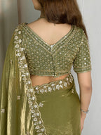 The ethereal Fandy satin fabric Saree