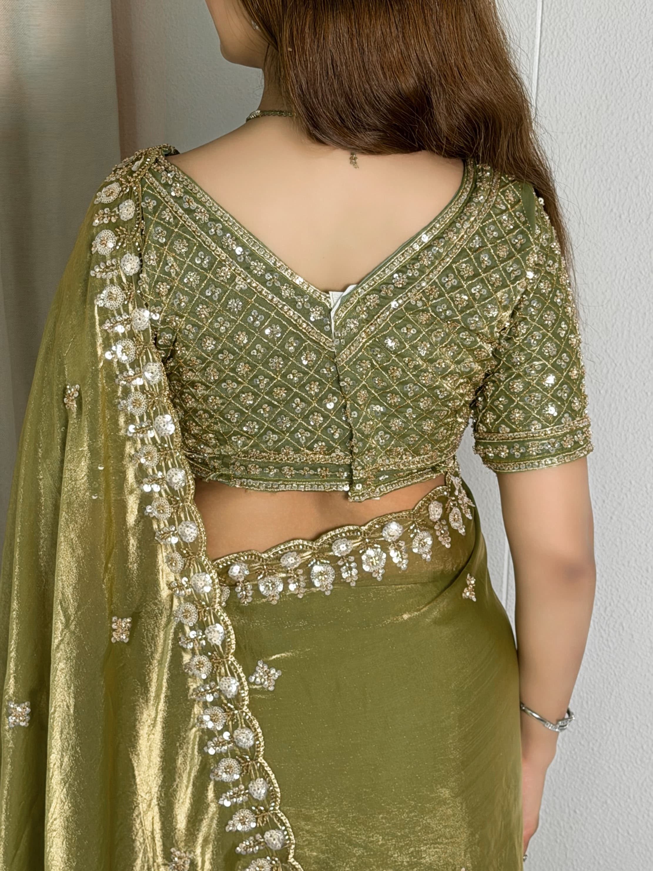 The ethereal Fandy satin fabric Saree