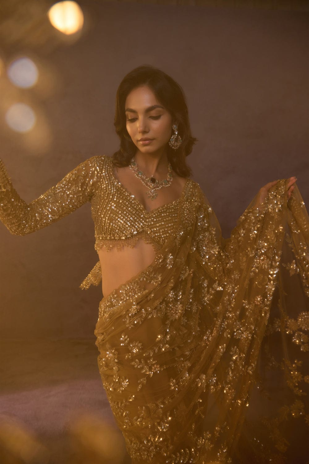 Bollywood BlockBuster Sequins Design Launching Saree