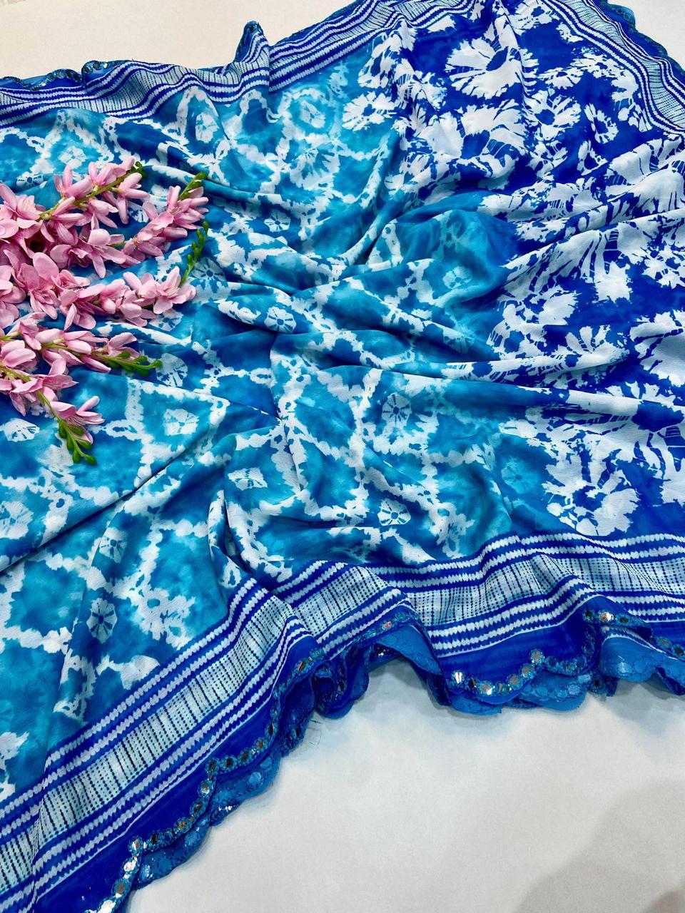 FLORA GORGETTE DIGITAL PRINT SAREE