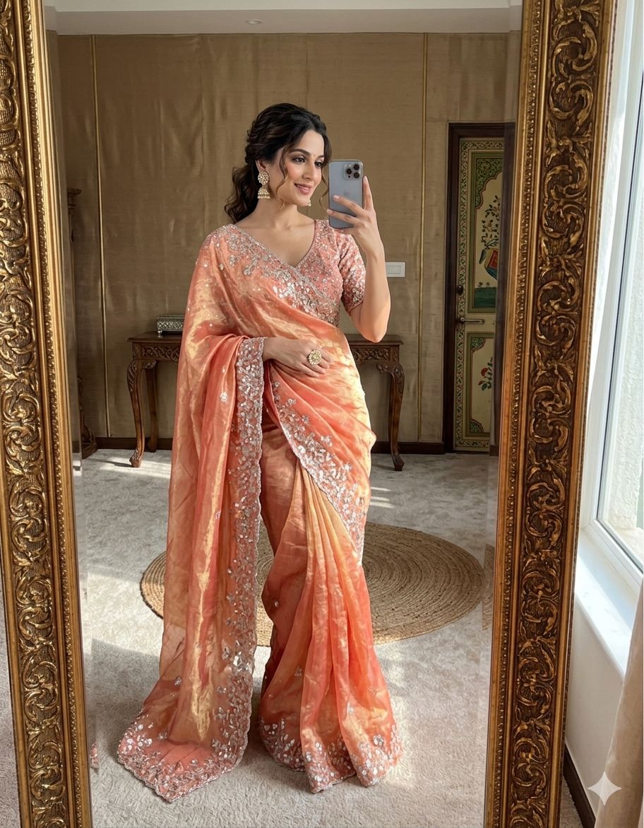 Pure soft Fandy Satin Silk Saree