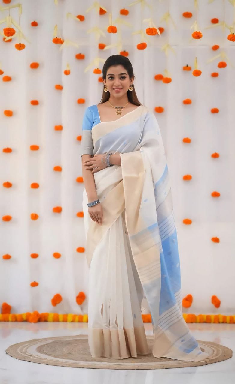 LINEN WITH GOLD BORDER SAREE