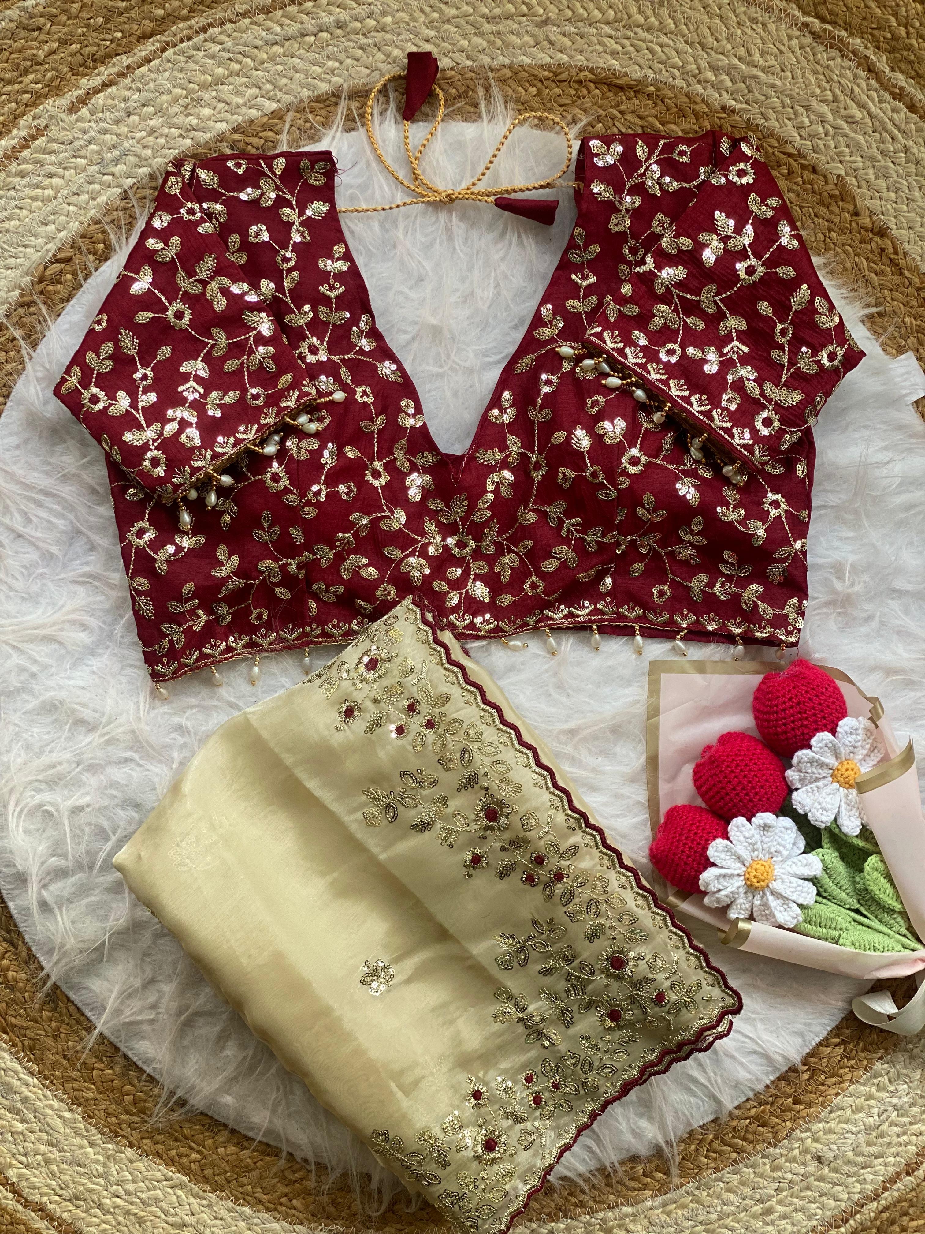 Wedding Perfect Soft Satin Silk Sequence Saree