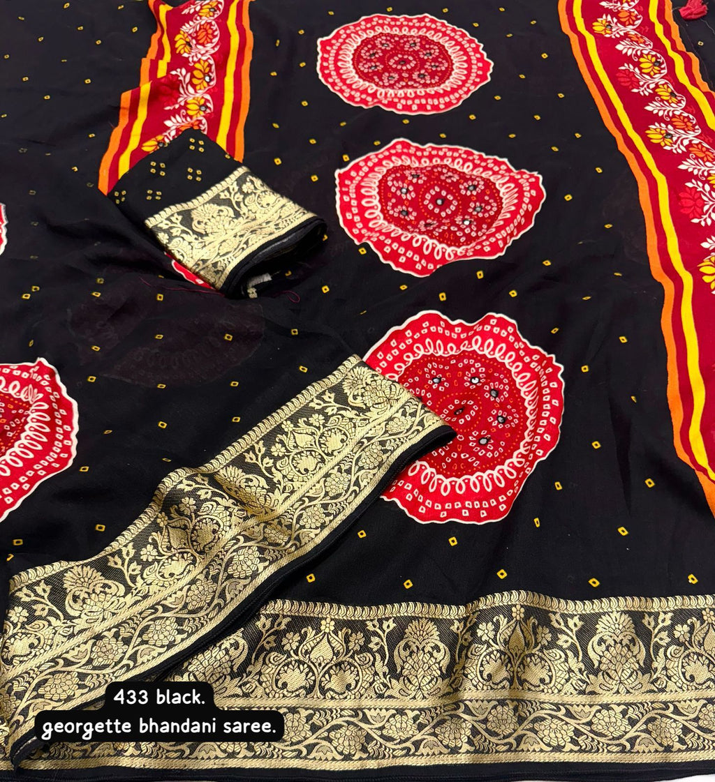 Soft Cotton Crape Saree With Bhandani Prints