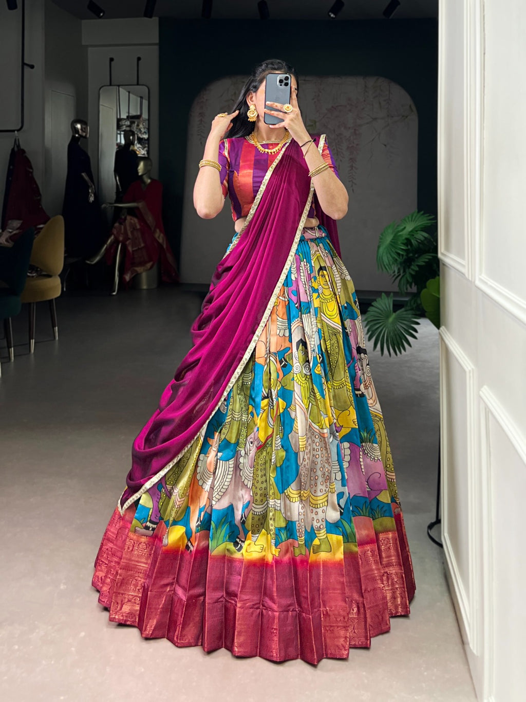 KALAMKARI ART LAHENGA CHOLI