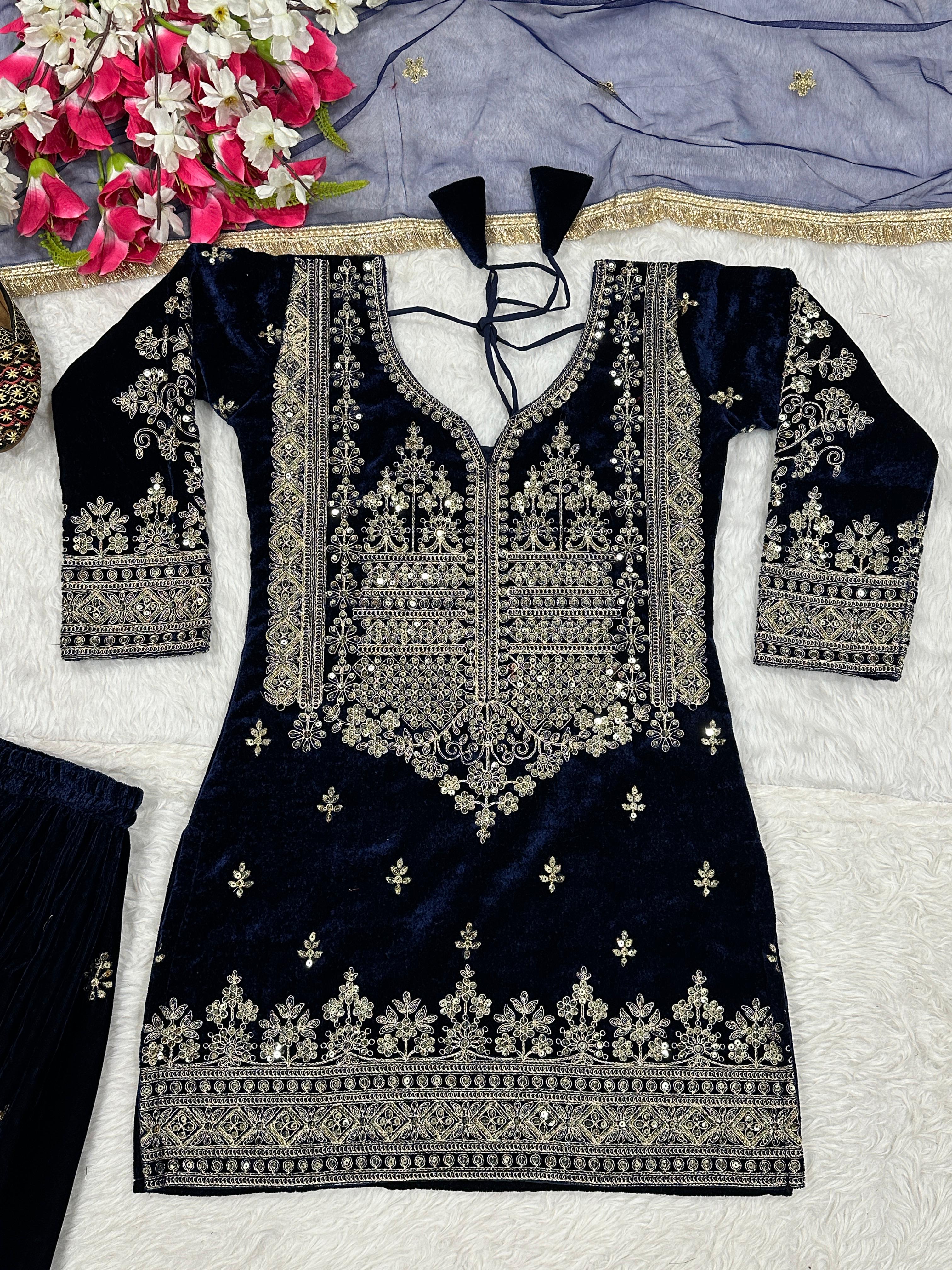 Designer Party Wear Look Top  Sharara Plazzo and Dupatta