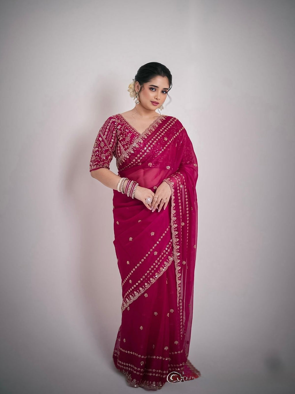Wedding Special Soft Silk Embroidery Work Saree