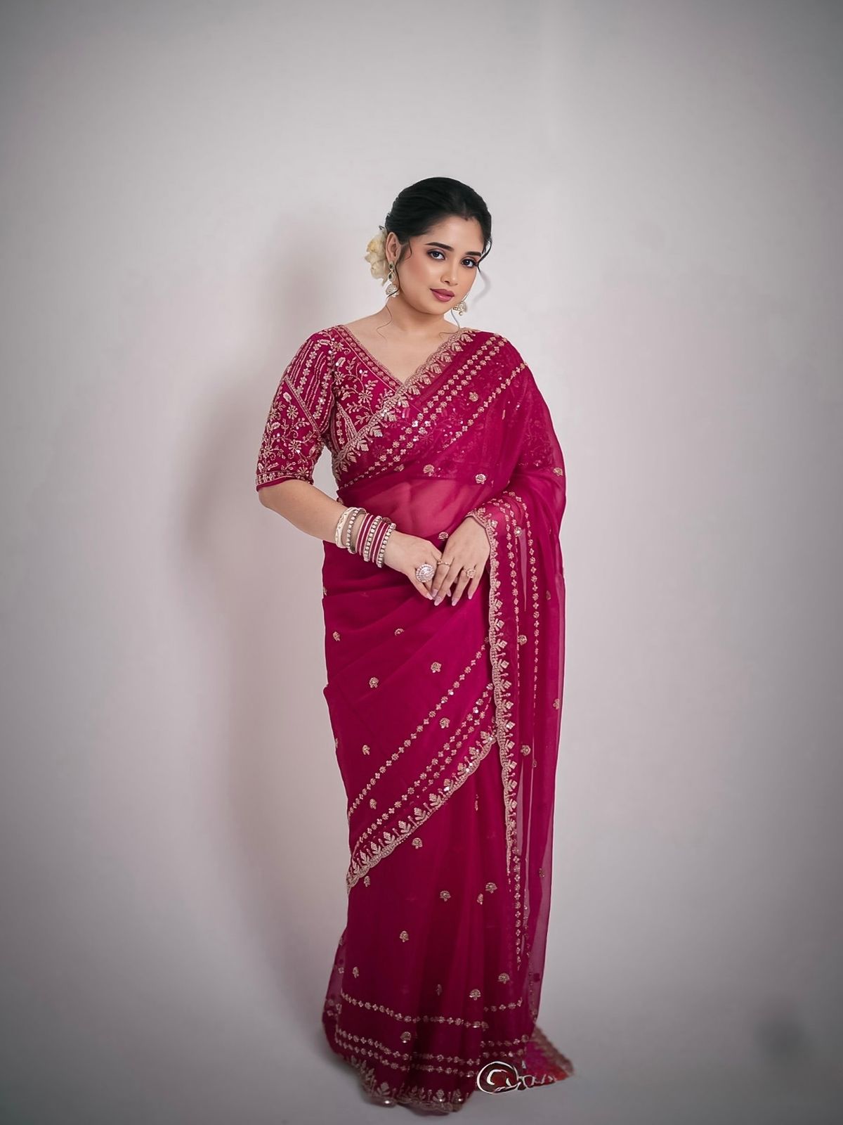 Wedding Special Soft Silk Embroidery Work Saree