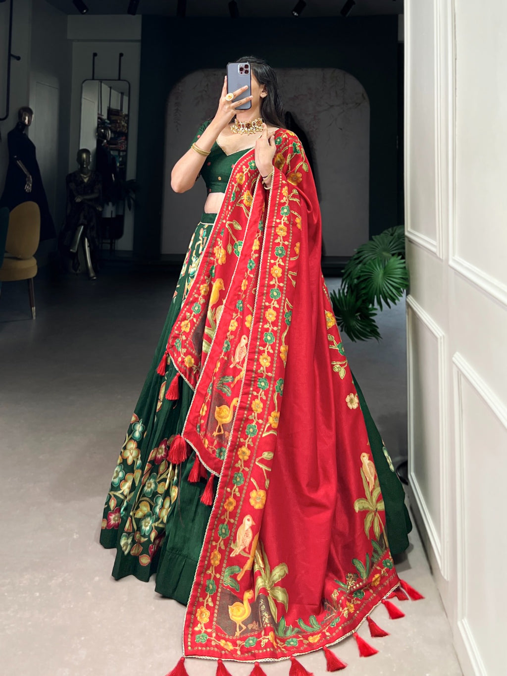 Festive Tusser Lehenga