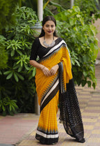Plain Digital Print Saree