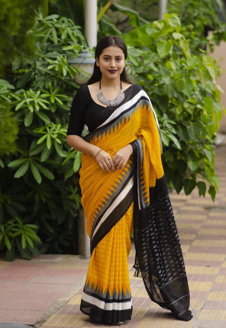 Plain Digital Print Saree