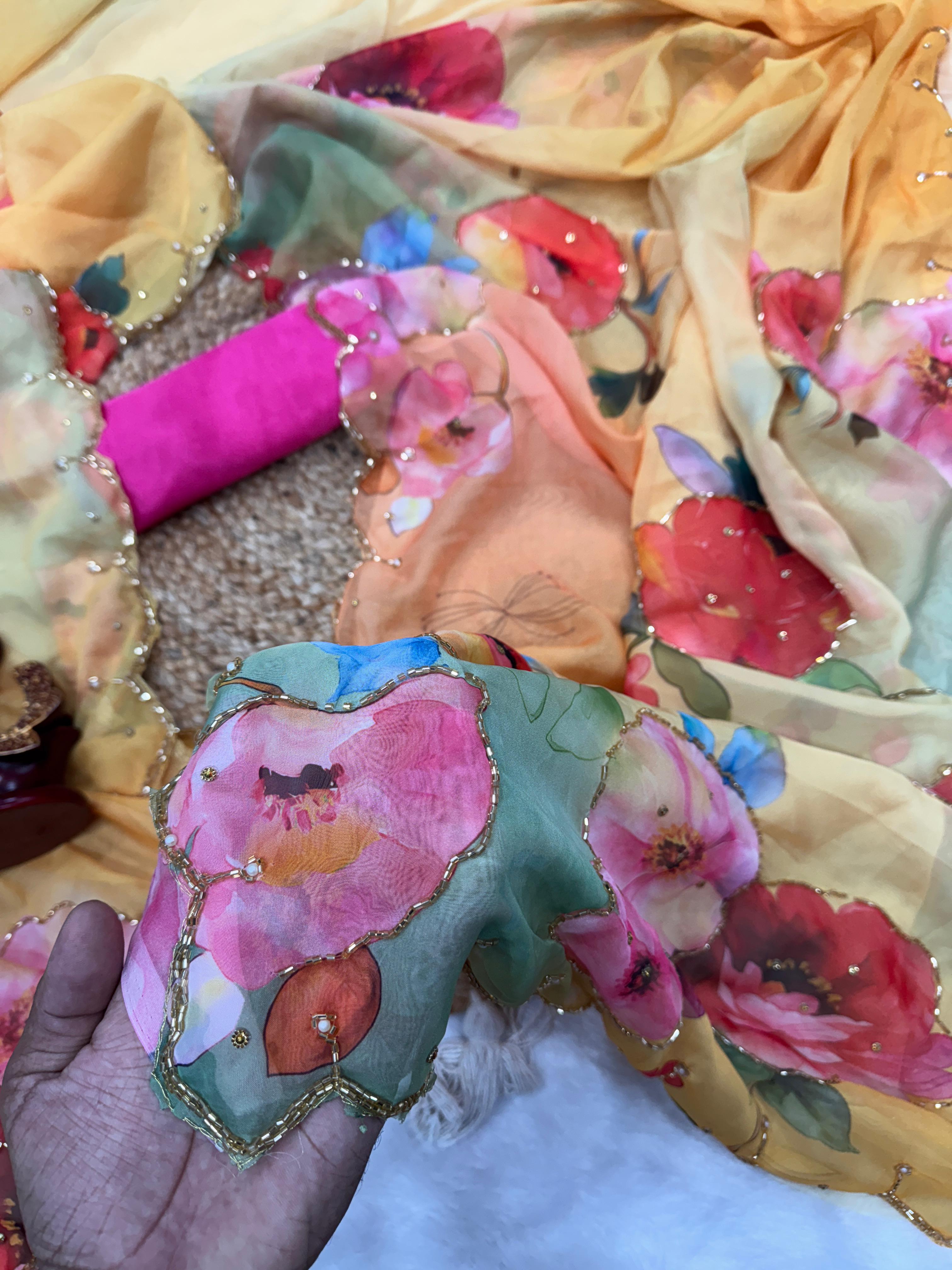 FLORAL HANDIWORK SAREE