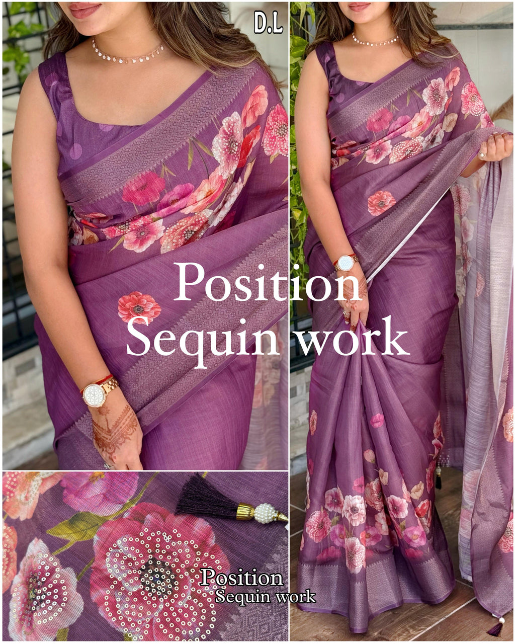 POSITION SEQUIN WORK SAREE