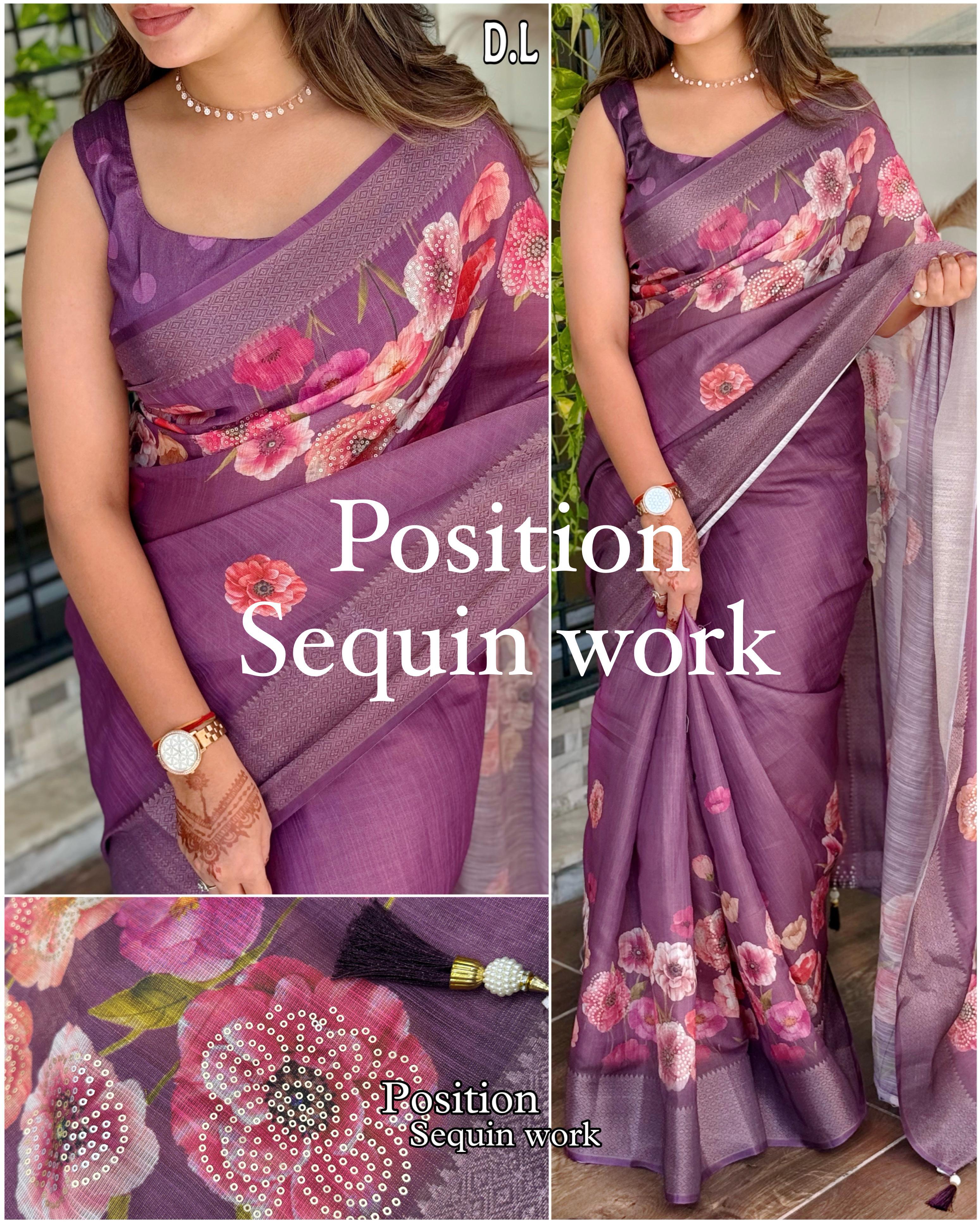 POSITION SEQUIN WORK SAREE