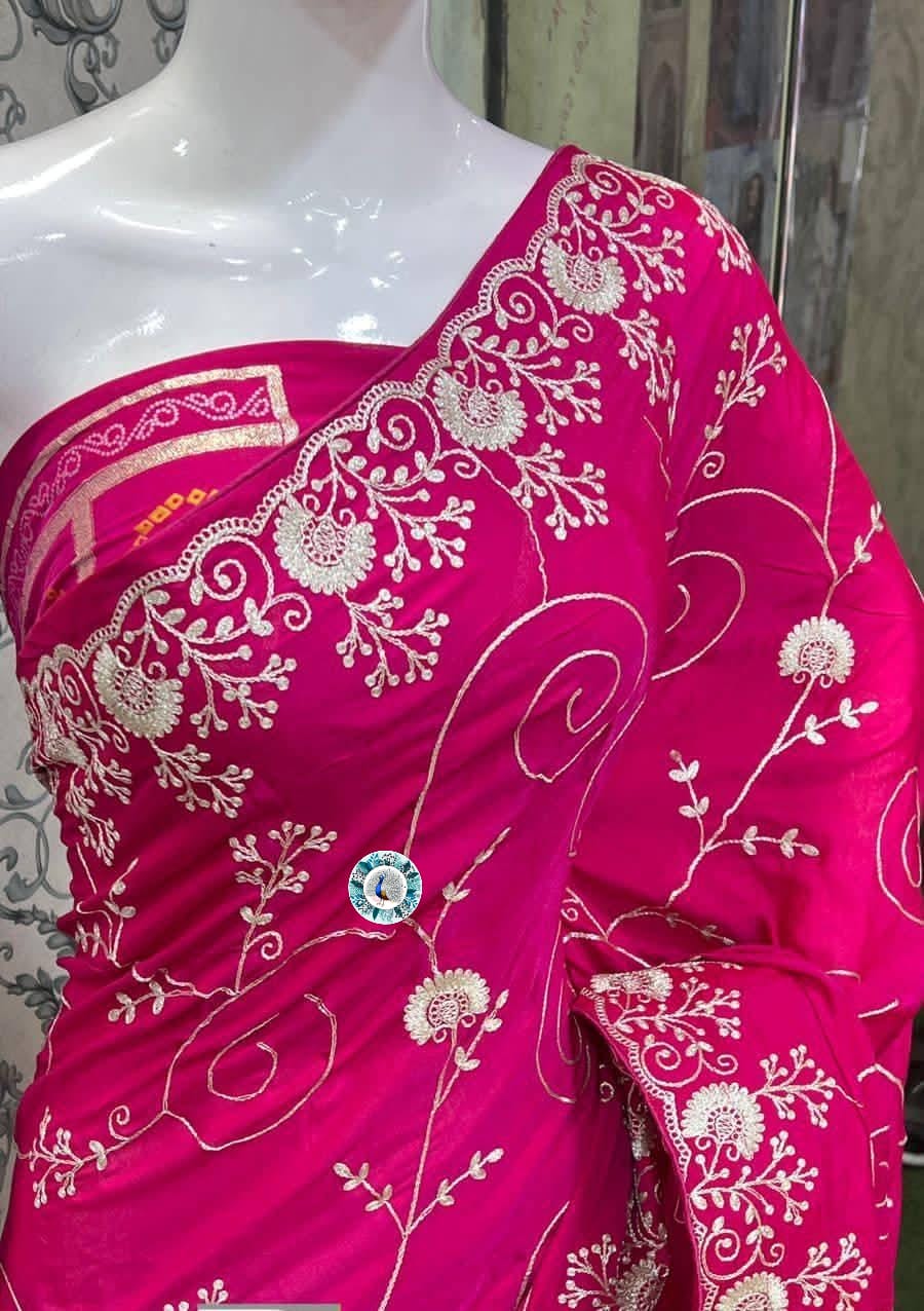 Super Soft Golden Cherod silk Fabric Sarees