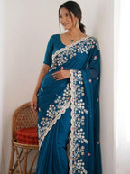 Maharani Black Rangoli Silk saree