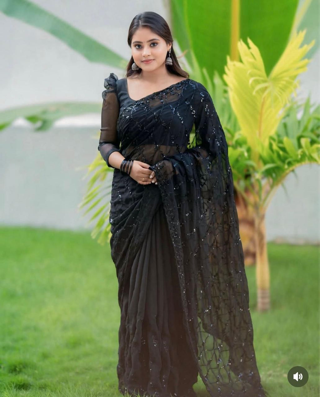 Bollywood BlockBuster Sanya Malhotra SEQUINS Design Launching Saree