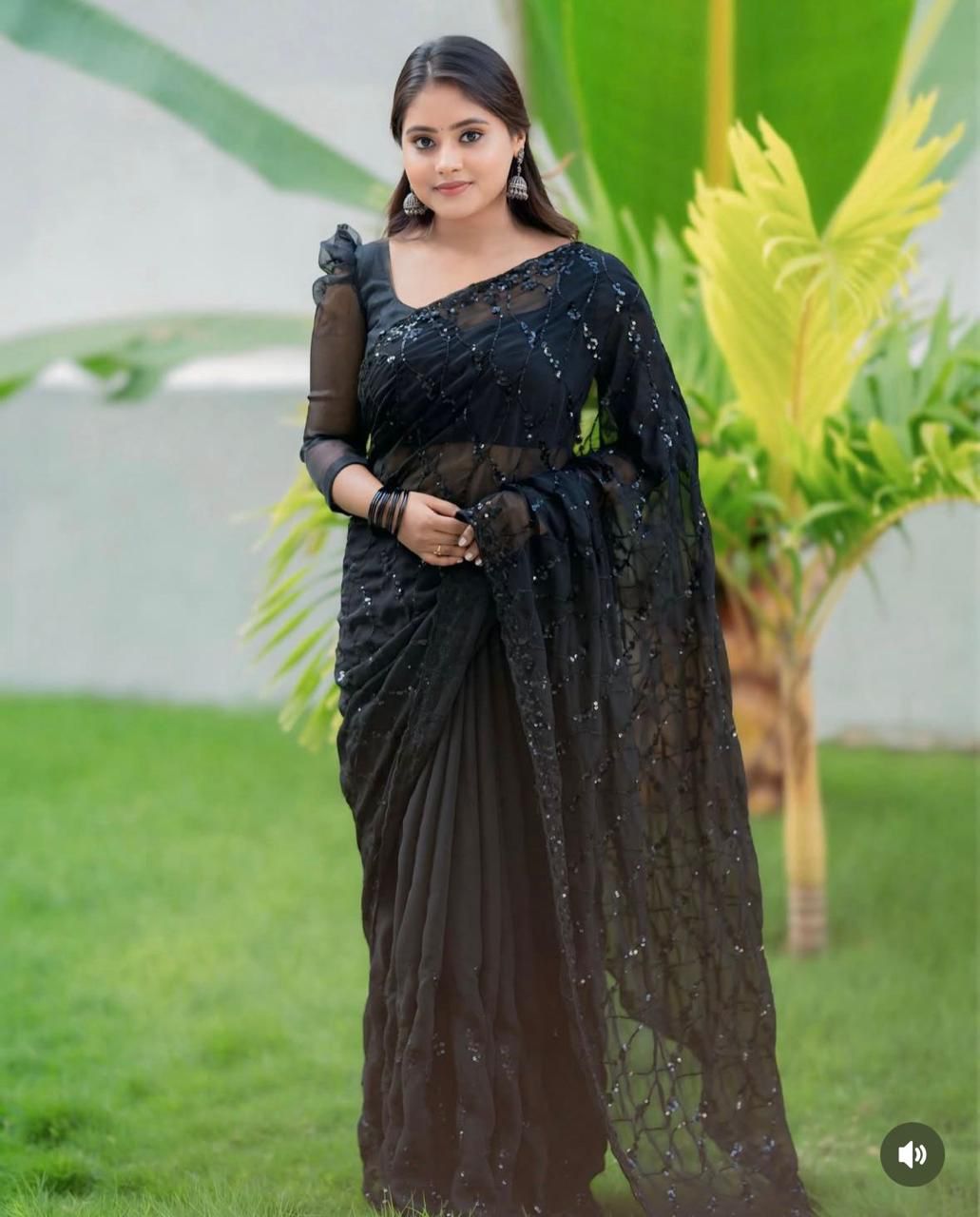 Bollywood BlockBuster Sanya Malhotra SEQUINS Design Launching Saree