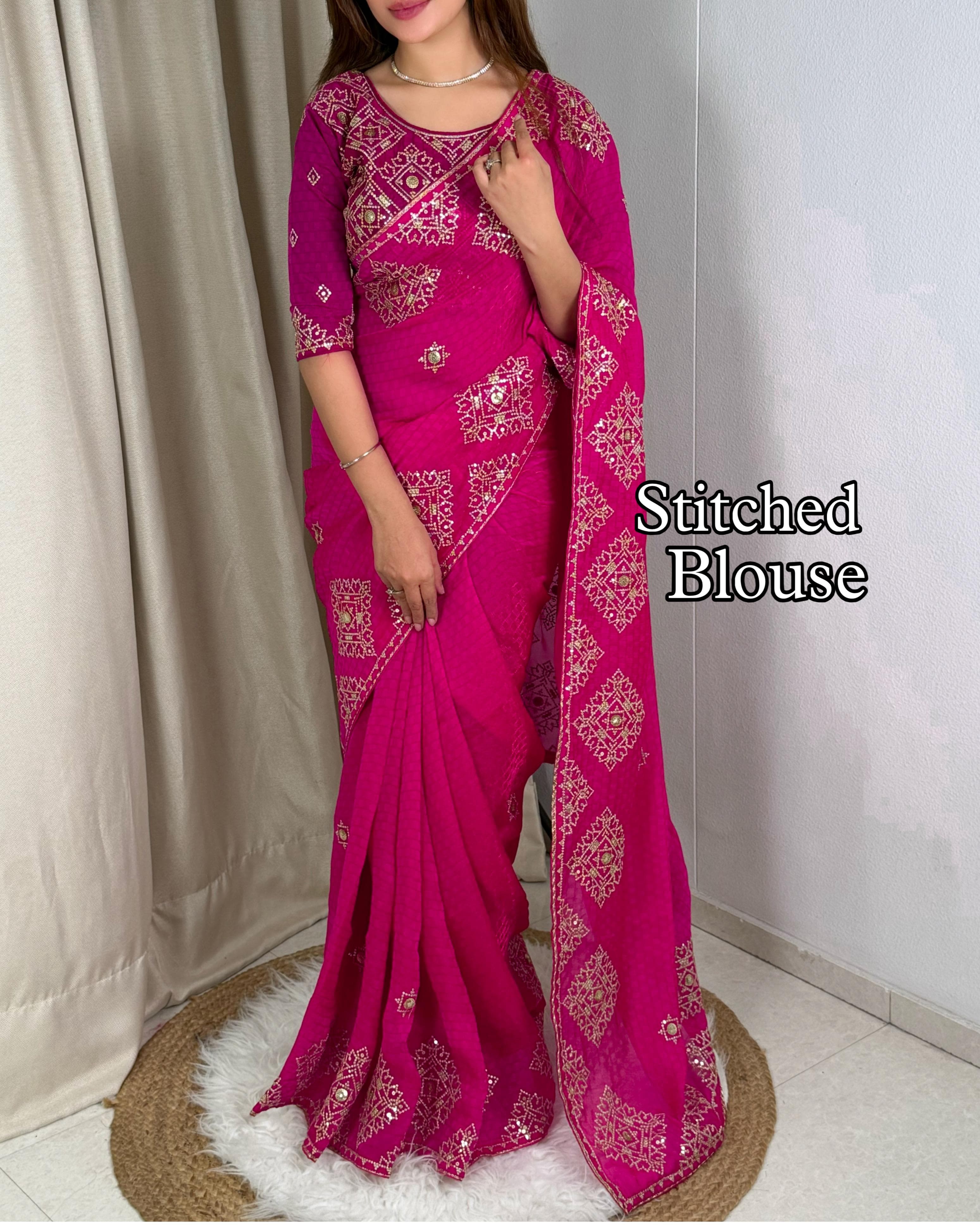 Madhubala Fandy satin self jacquard Saree
