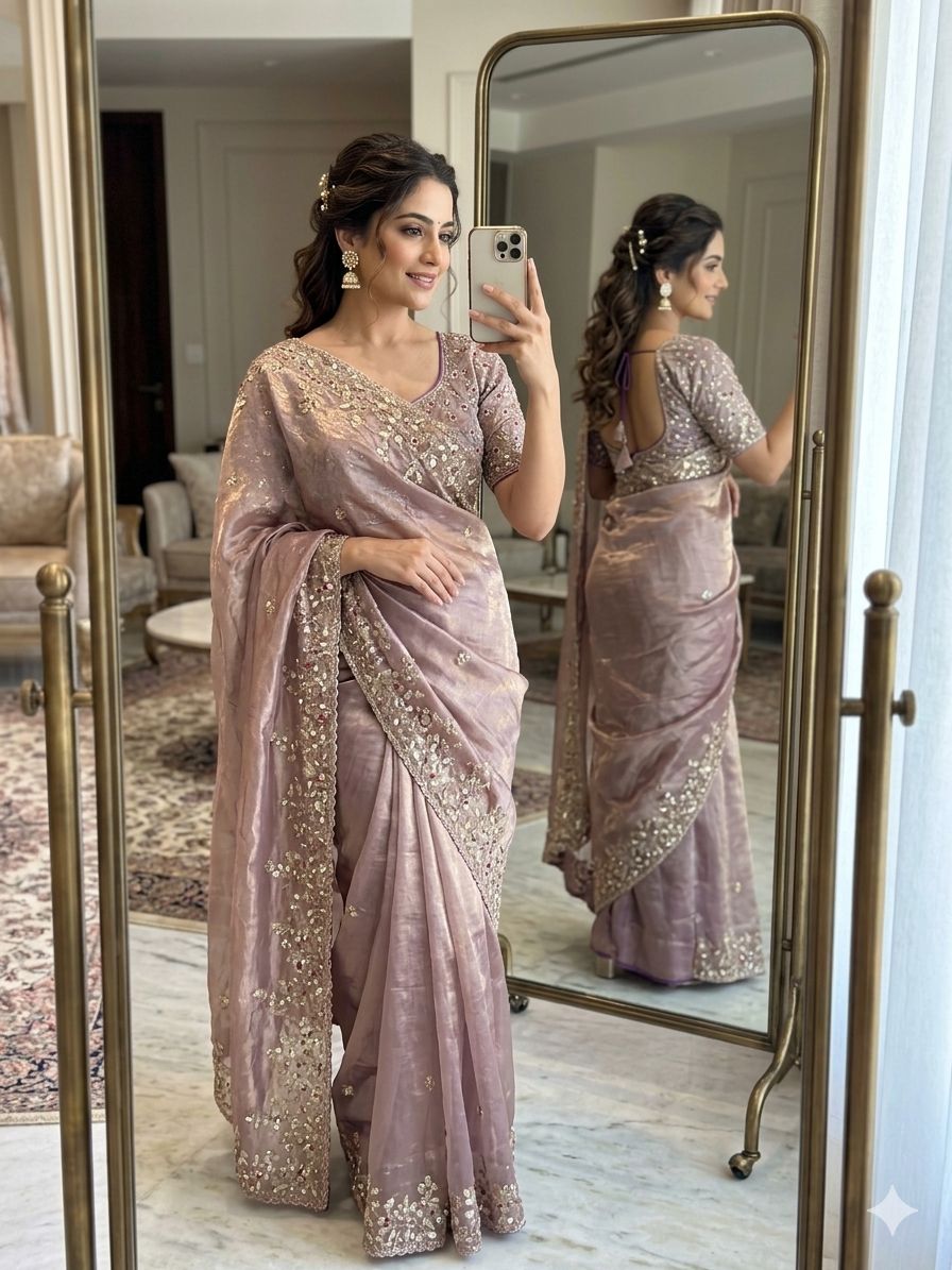 Pure soft Fandy Satin Silk Saree