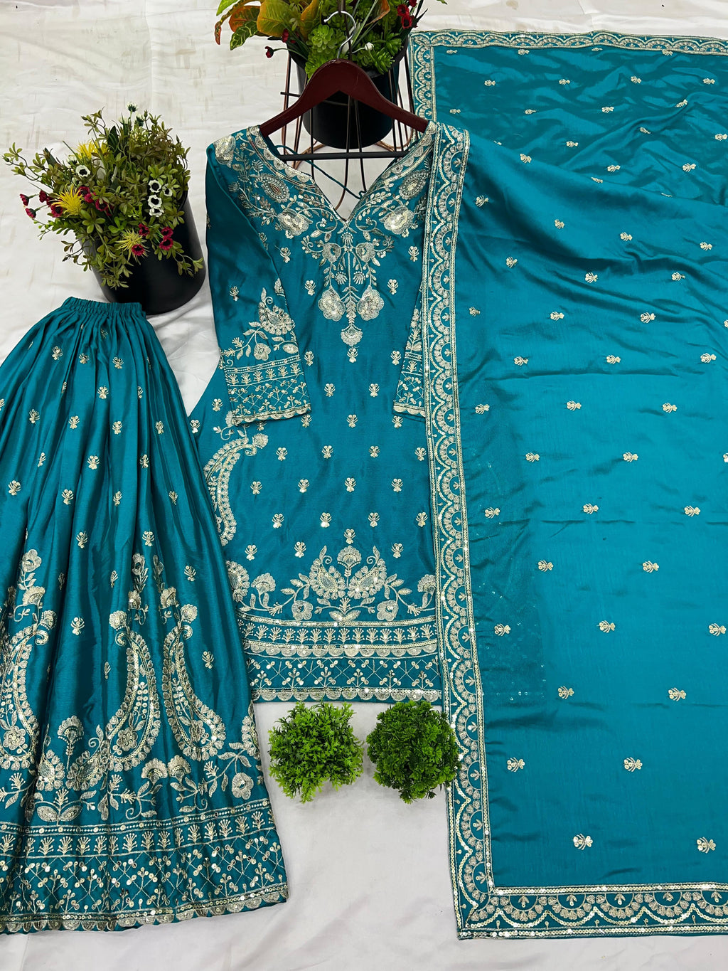 Party Wear Look Top-Plazzo And Dupatta