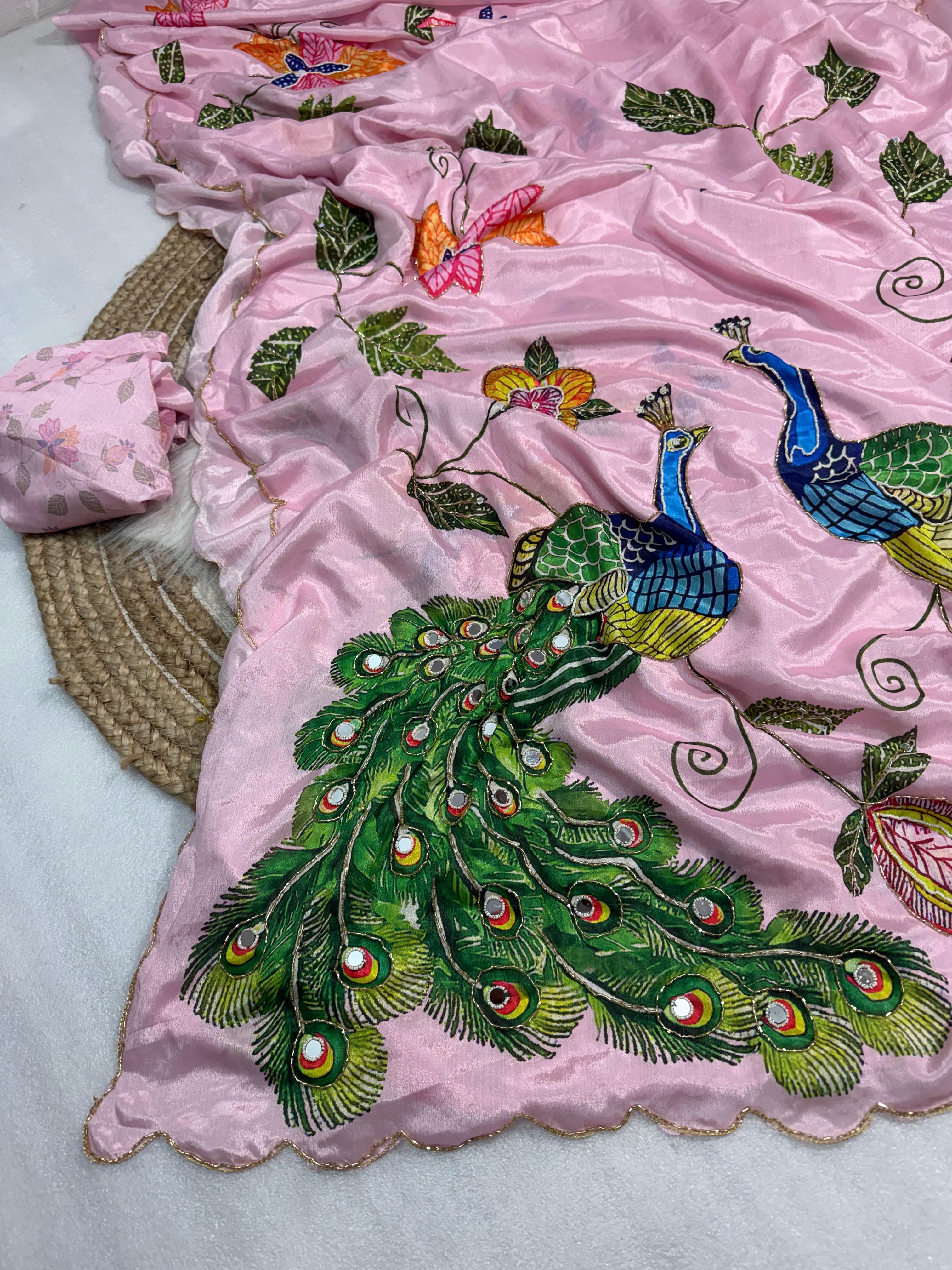 Handwork Elegance & Digital Print Saree