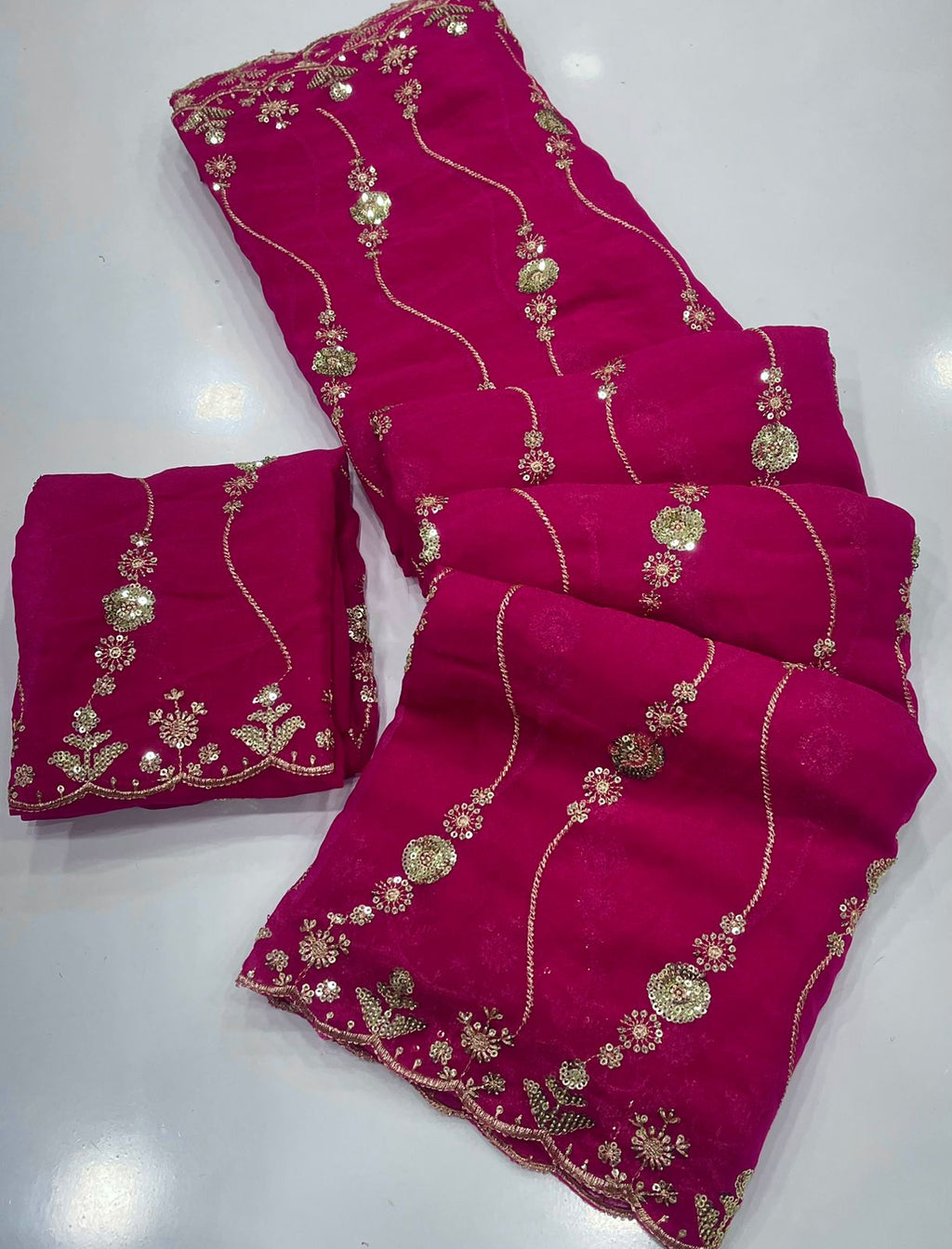 Nc Moss Sattin Dual Shad Multi Emrodairy Sequence Saree