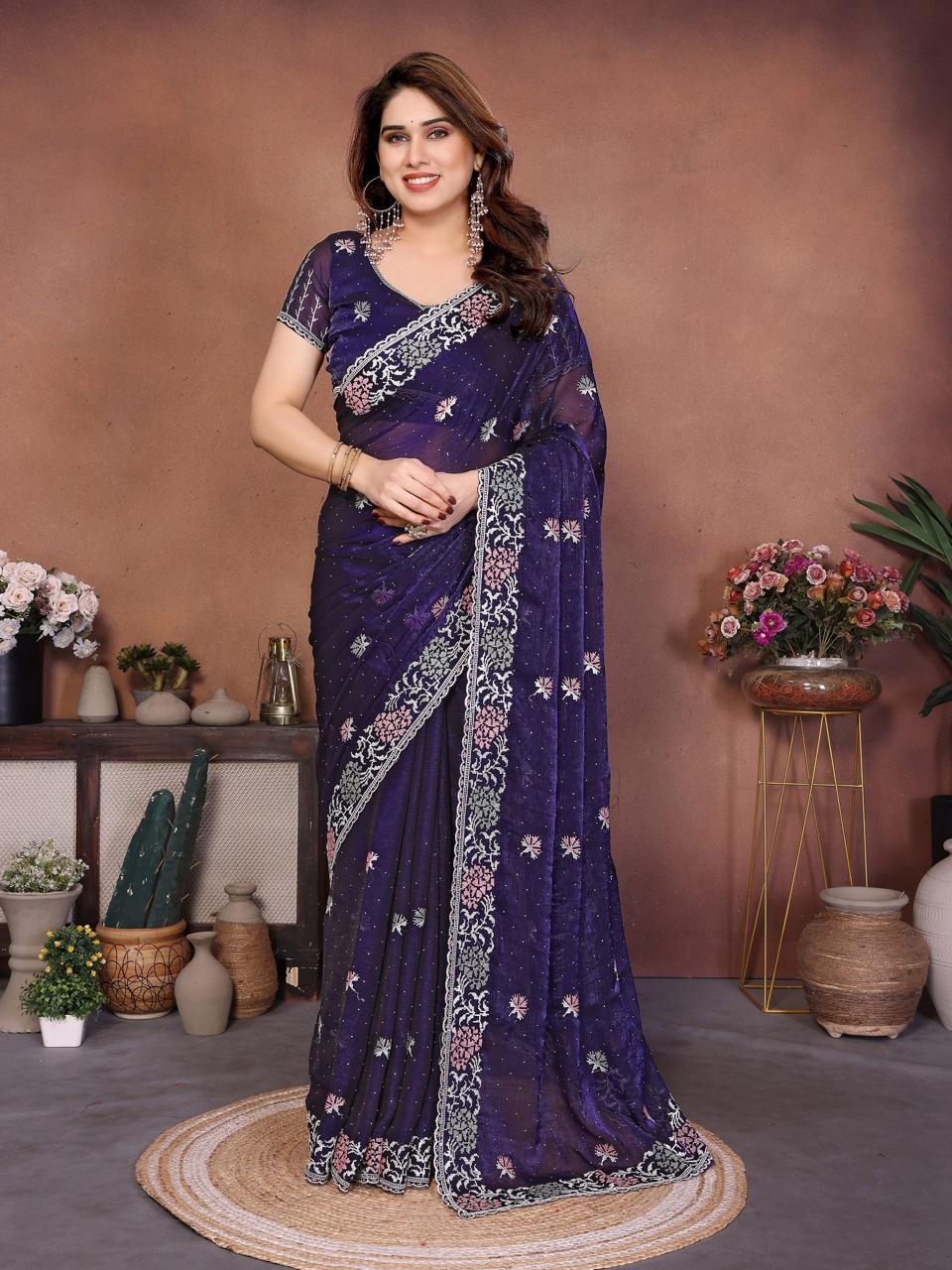 Wedding Soft Fendy Chiffon Silk Saree