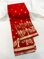 Soft Banarasi Silk Saree Couple Parrot Desgin