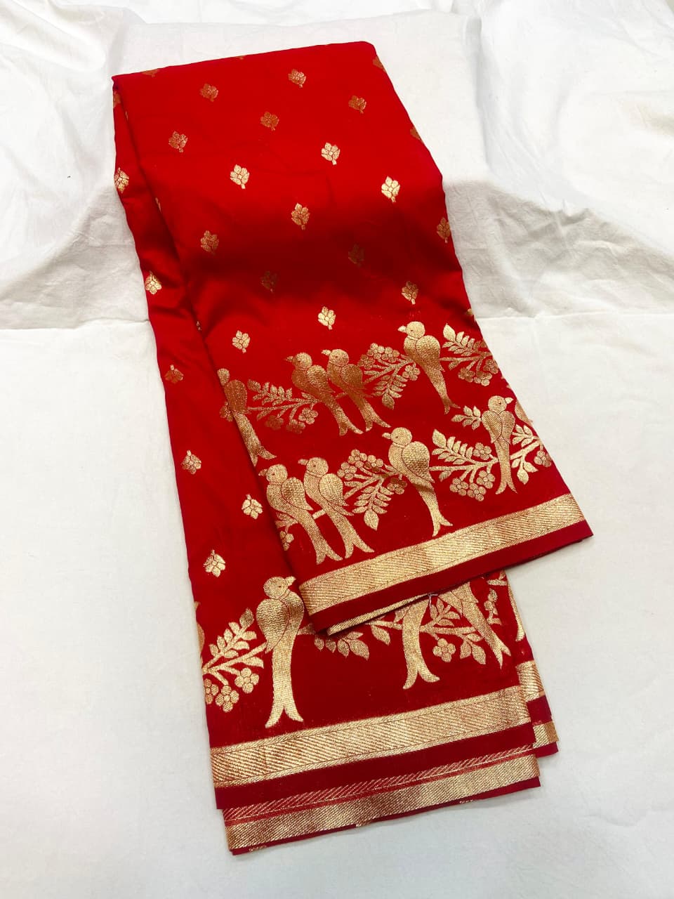 Soft Banarasi Silk Saree Couple Parrot Desgin