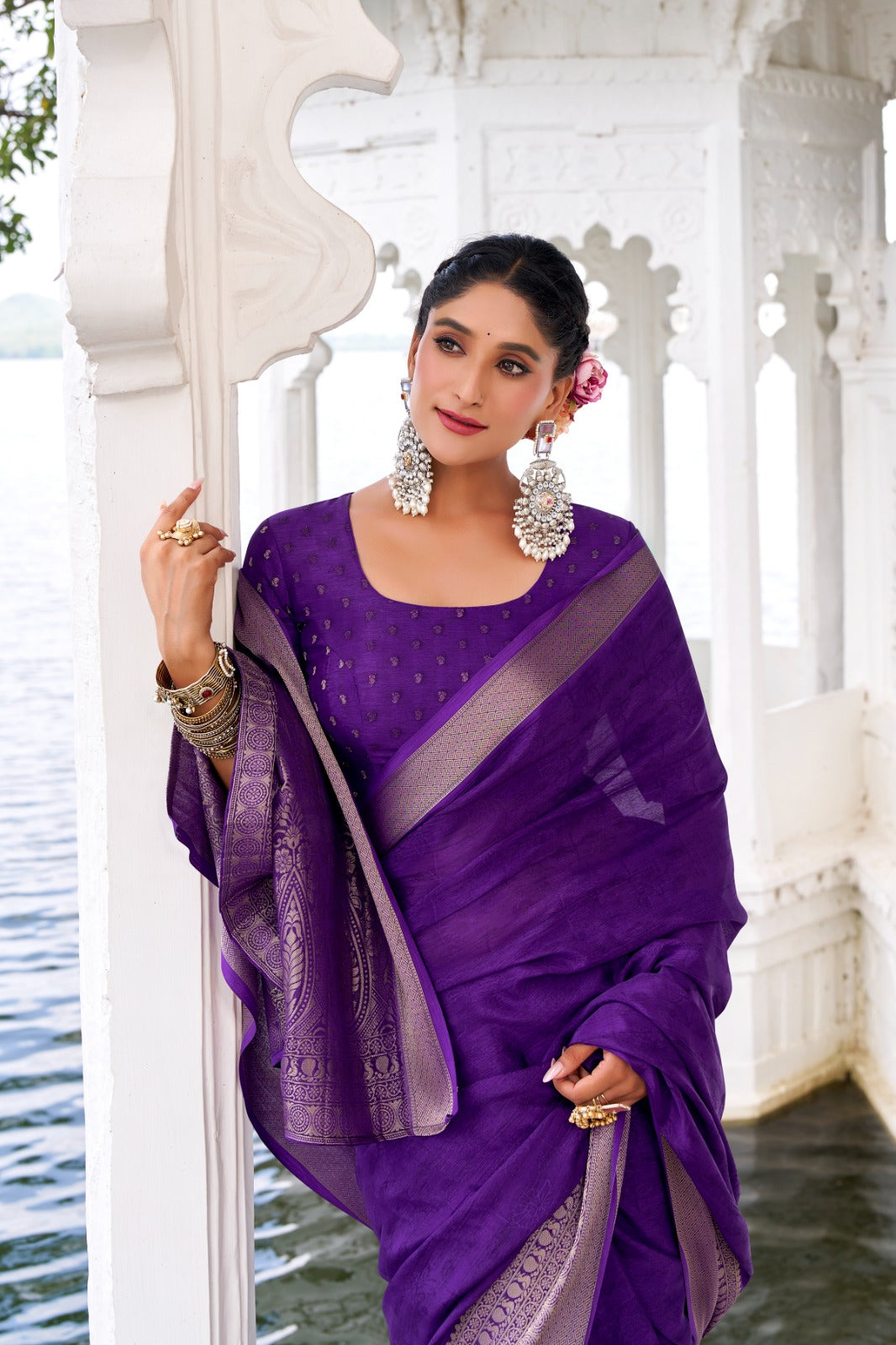 CHIFFON ZARI WEAVING SAREE
