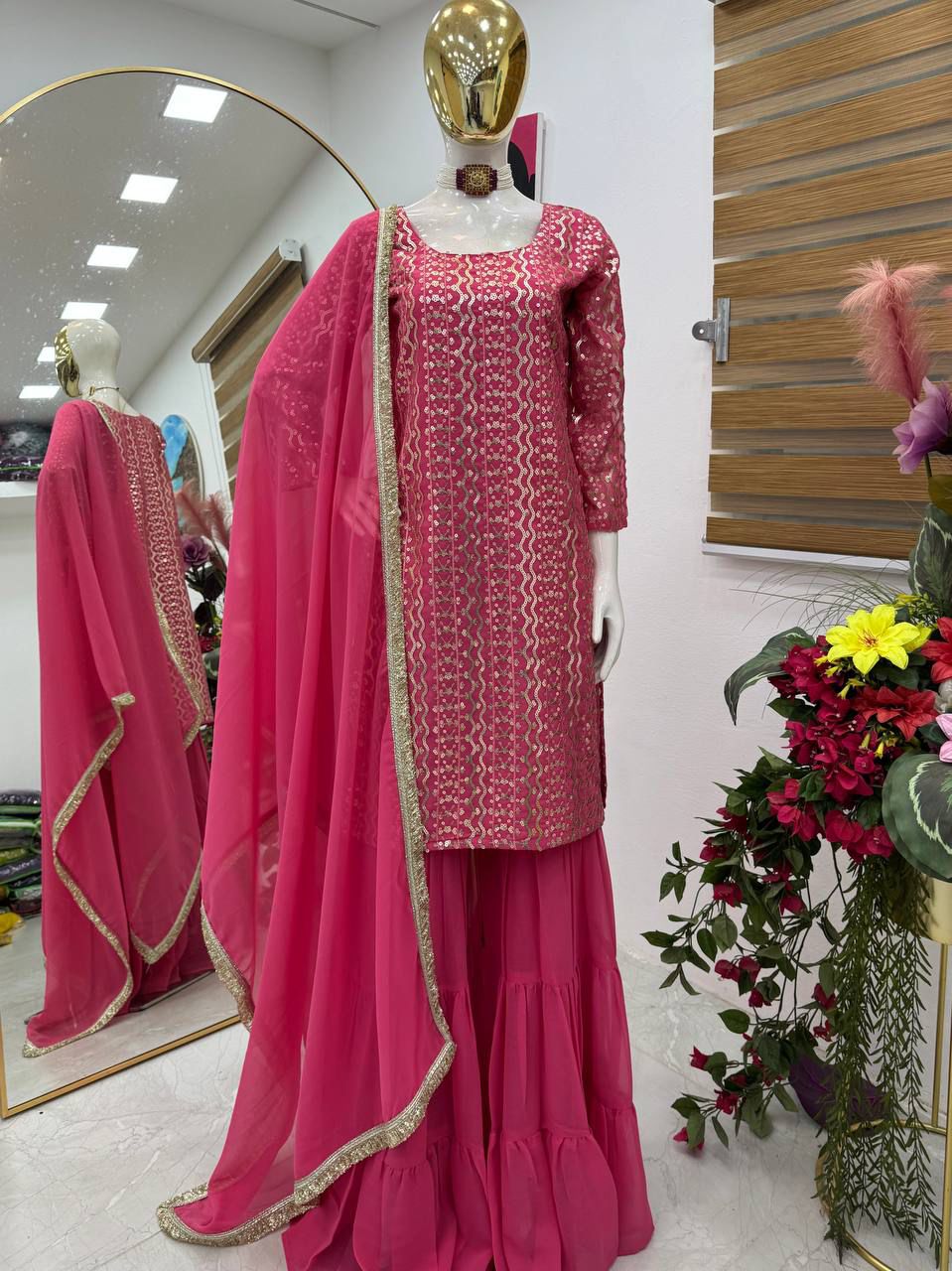 New Designer Party Top Pallazo & Dupatta Set👗