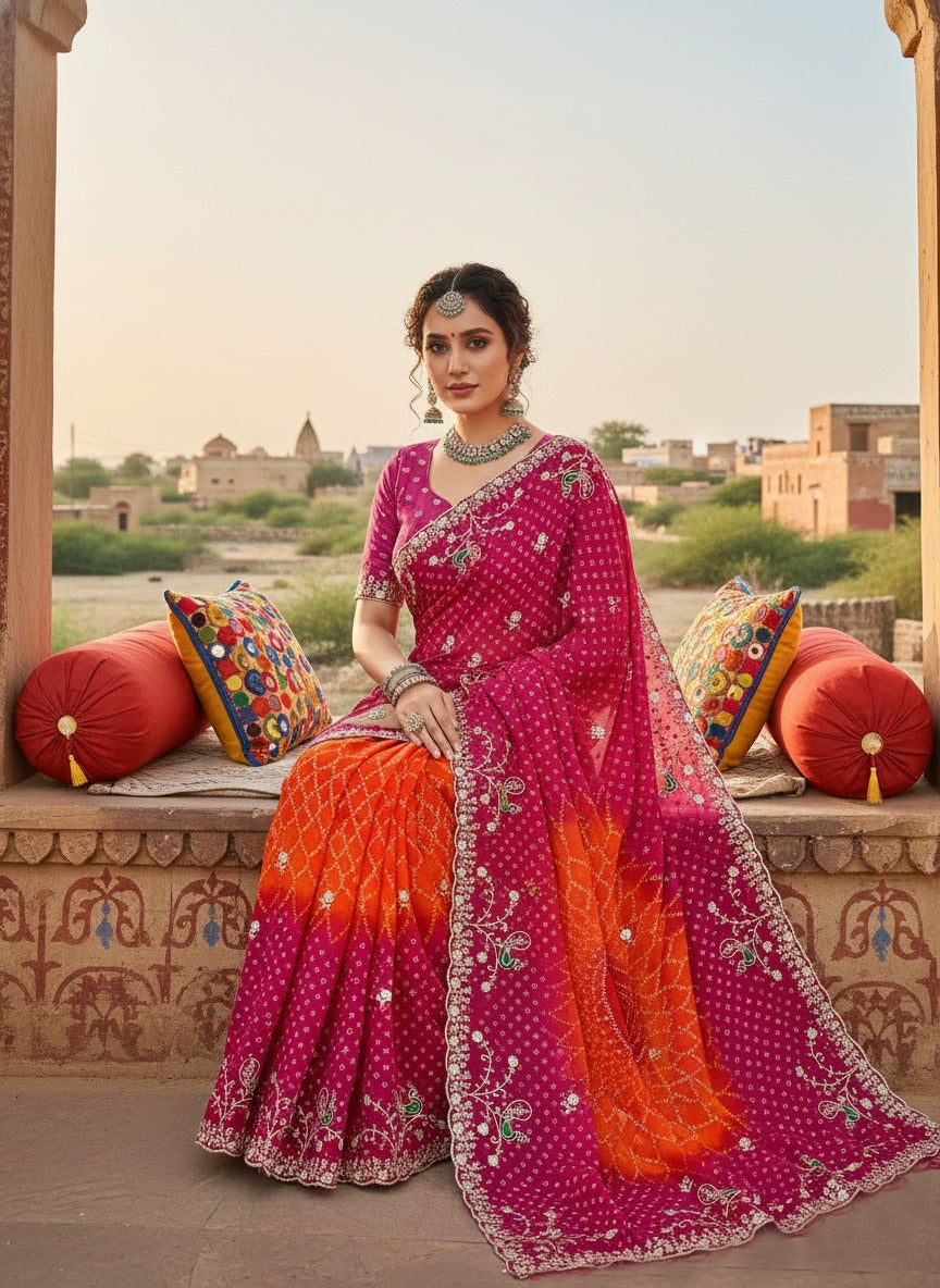 Beautifully crafted Traditional Georgette Saree