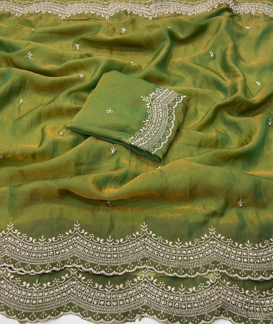 Multi Emrodairy Work Saree