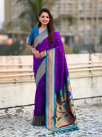 Paithani Saree With Gold Zari Small Motifs