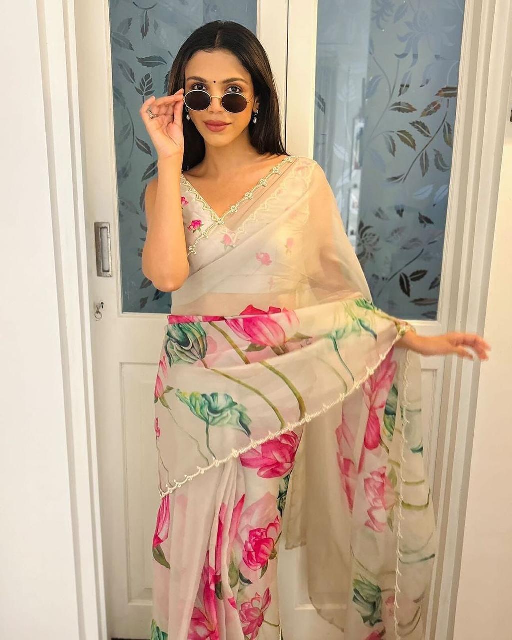 Soft Tabby Floral Print Saree